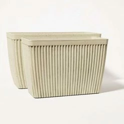 59cm Trough White Textured Speckled Planter -Outdoor PLANTERS Shop PP40818 add image 3 2b52