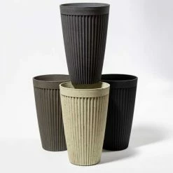 60cm Tall Round Grey Textured Planter -Outdoor PLANTERS Shop PP40819 add image 3 f866