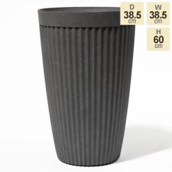 60cm Tall Round Grey Textured Planter -Outdoor PLANTERS Shop PP40819 main image 1a48