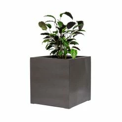 70cm Metallic Grey Polystone Cube Planter -Outdoor PLANTERS Shop PP40892 add image 2 6358