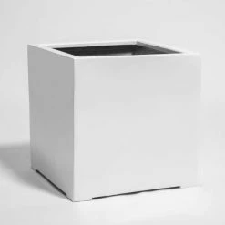 60cm White Gloss Polystone Cube Planter -Outdoor PLANTERS Shop PP40895 add image 1 fde2