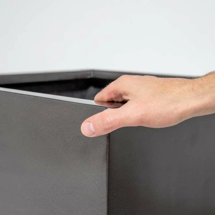 50cm Metallic Grey Polystone Cube Planter 2 50cm Metallic Grey Polystone Cube Planter - Image 2