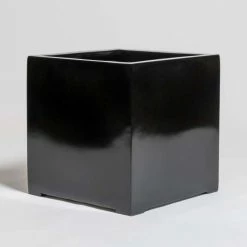 40cm Black Gloss Polystone Cube Planter -Outdoor PLANTERS Shop PP40906 add image 1 e65b