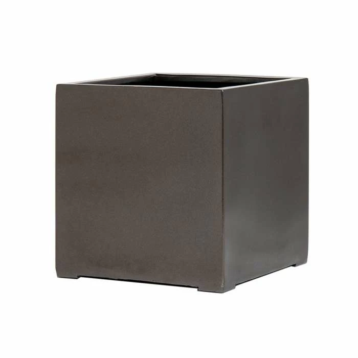 40cm Metallic Grey Polystone Cube Planter 3 40cm Metallic Grey Polystone Cube Planter - Image 3