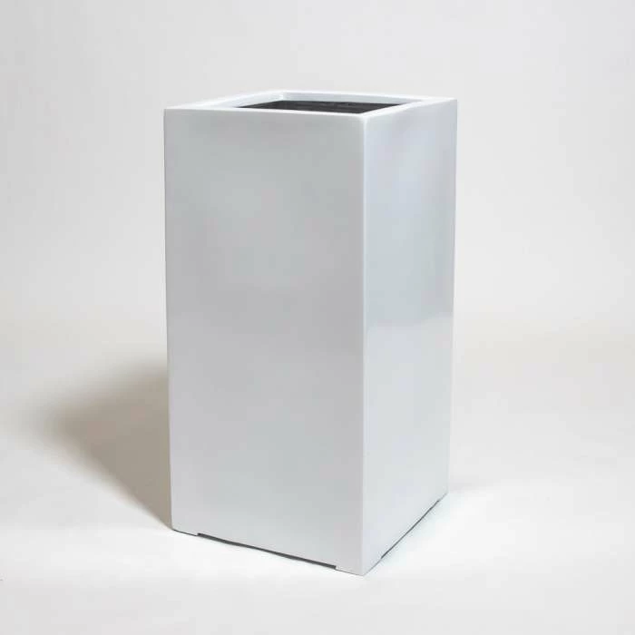 80cm White Gloss Polystone Tall Cubic Planter 3 80cm White Gloss Polystone Tall Cubic Planter - Image 3