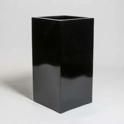 80cm Black Gloss Polystone Tall Cubic Planter -Outdoor PLANTERS Shop PP40911 add image 1 2c46