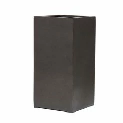 80cm Metallic Grey Polystone Tall Cubic Planter -Outdoor PLANTERS Shop PP40912 add image 1 9a94