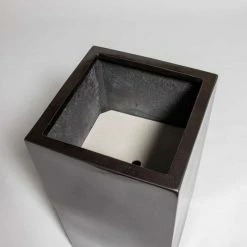 80cm Metallic Grey Polystone Tall Cubic Planter -Outdoor PLANTERS Shop PP40912 add image 3 bb84