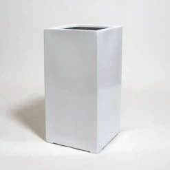 60cm White Gloss Polystone Tall Cubic Planter -Outdoor PLANTERS Shop PP40915 add image 1 abd8