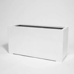 100cm White Gloss Polystone Trough Planter