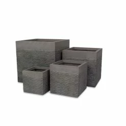 H50cm Extra Large Light Grey Fibrecotta Brick Design Cube Planter - By Primrose™ -Outdoor PLANTERS Shop PP4506XL add image 3 bdcc