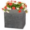 H50cm Extra Large Light Grey Fibrecotta Brick Design Cube Planter - By Primrose™
