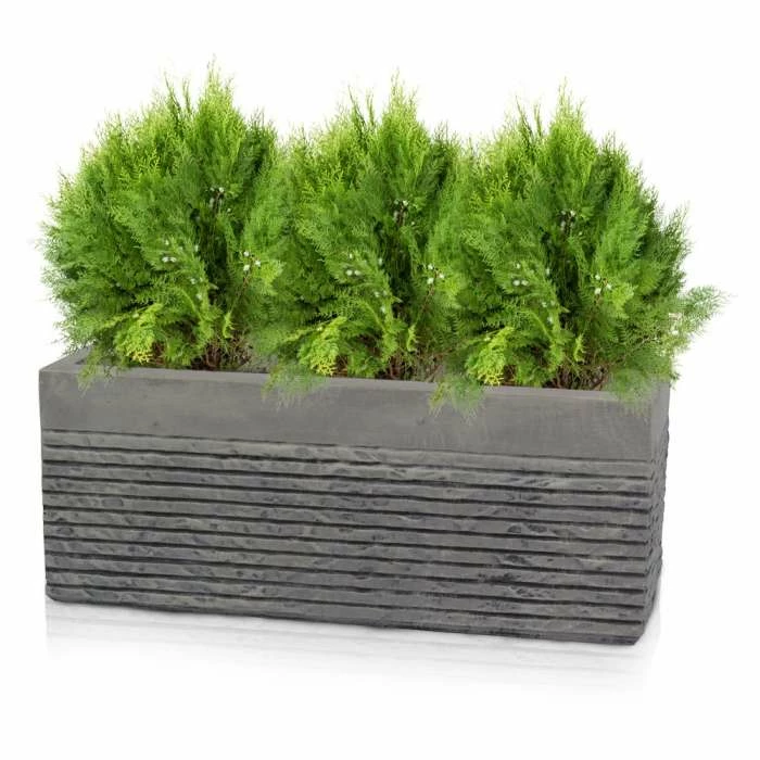 50cm Small Light Grey Fibrecotta Brick Design Trough Planter - By Primrose™ 4 50cm Small Light Grey Fibrecotta Brick Design Trough Planter - By Primrose™ - Image 4