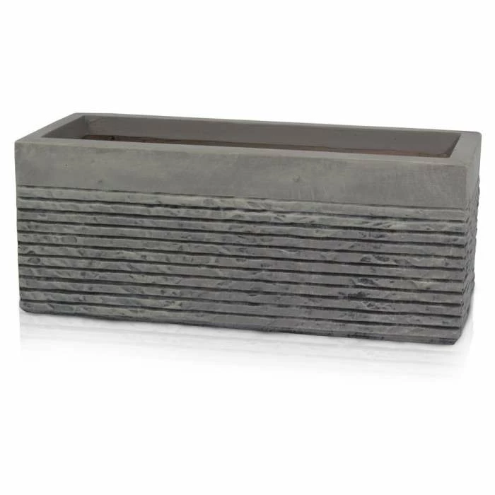 50cm Small Light Grey Fibrecotta Brick Design Trough Planter - By Primrose™ 2 50cm Small Light Grey Fibrecotta Brick Design Trough Planter - By Primrose™ - Image 2