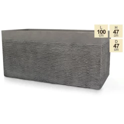 1m Extra Large Light Grey Fibrecotta Brick Design Trough Planter - By Primrose™ -Outdoor PLANTERS Shop PP4507XL main image e939