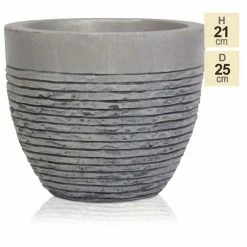H21cm Small Light Grey Fibrecotta Brick Design Egg-Shaped Pot - By Primrose™ -Outdoor PLANTERS Shop PP4508SX2 5c07
