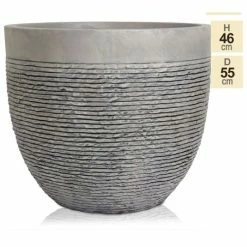 H46cm Extra Large Light Grey Fibrecotta Brick Design Egg-Shaped Planter - By Primrose™ -Outdoor PLANTERS Shop PP4508X 27ac