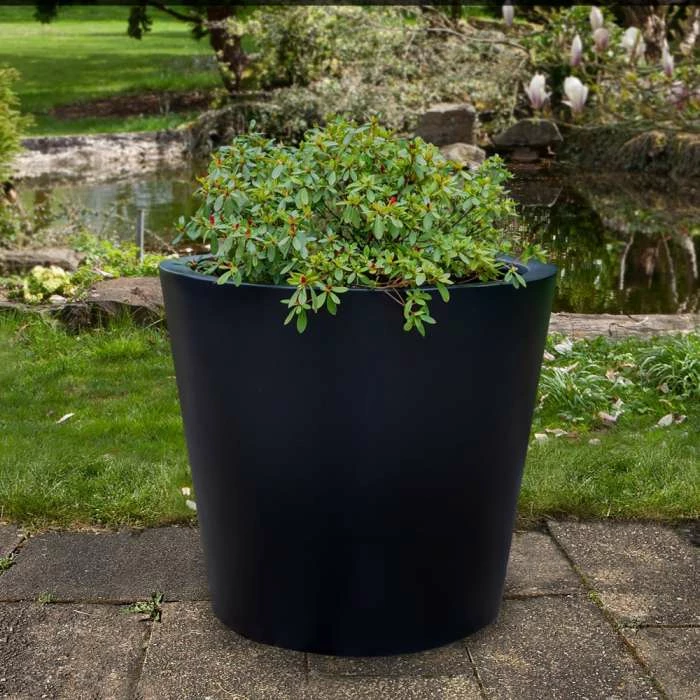 H73cm Large Classic Stone Composite Planter in Black 2 H73cm Large Classic Stone Composite Planter in Black - Image 2