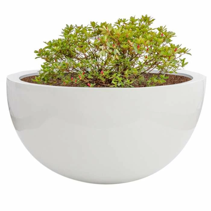 90cm Large Stone Composite Low Bowl Planter in White 2 90cm Large Stone Composite Low Bowl Planter in White - Image 2