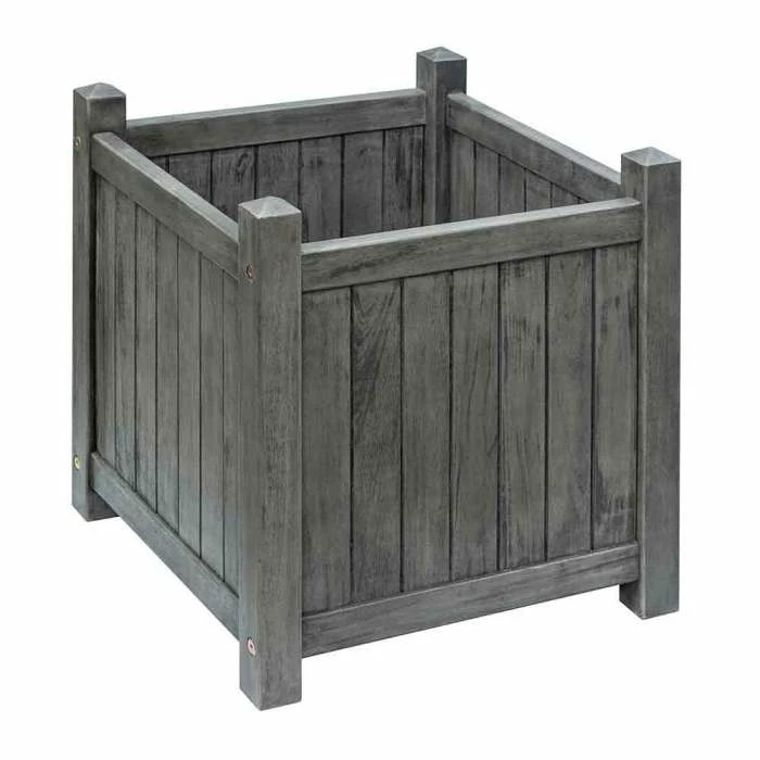 48.5cm Alderley Grey Square Hardwood Planter Planter by Rowlinson® 1 48.5cm Alderley Grey Square Hardwood Planter Planter by Rowlinson®