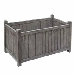 80cm Alderley Grey Rectangular Hardwood Planter by Rowlinson®