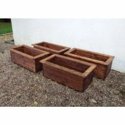 Charles Taylor Wooden Garden Set of 4 82cm x 31.5cm Trough Planters -Outdoor PLANTERS Shop PP6096 add image 1 3f94