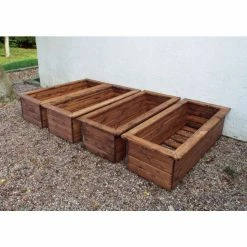 Charles Taylor Wooden Garden Set of 4 1.09m x 31.5cm Trough Planters