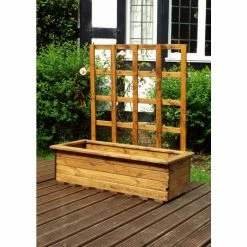 Charles Taylor Wooden Garden Set of 2 Kensington Troughs with Trellis -Outdoor PLANTERS Shop PP6102 add image 1 2134