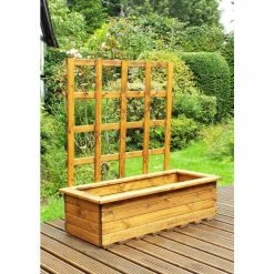 Charles Taylor Wooden Garden Set of 2 Kensington Troughs with Trellis