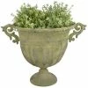 46cm Aged Metal Large Green Urn Oval Planter
