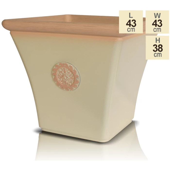 44cm Tuscan Flared Square Planter in Light Pistachio with Terracotta 8 44cm Tuscan Flared Square Planter in Light Pistachio with Terracotta - Image 8