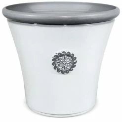 56cm Tuscan Round Planter in White with Grey 14 56cm Tuscan Round Planter in White with Grey -Outdoor PLANTERS Shop PP7854 add image 2 0c3c