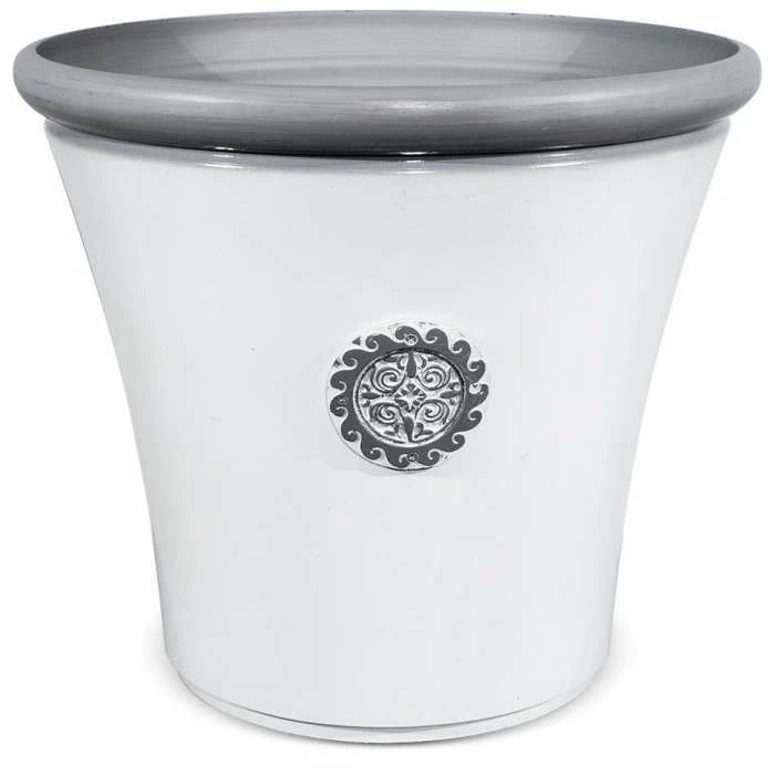 56cm Tuscan Round Planter in White with Grey 4 56cm Tuscan Round Planter in White with Grey - Image 4