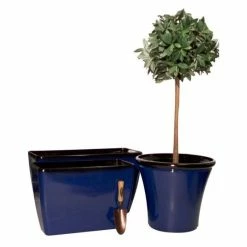 75cm Royal Blue Glaze Effect Trough - By Primrose™ -Outdoor PLANTERS Shop PP7863 add image 3 02ad