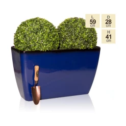 59cm Royal Blue Glaze Effect Trough Planter - By Primrose™ 9 59cm Royal Blue Glaze Effect Trough Planter - By Primrose™ -Outdoor PLANTERS Shop PP7864 main image d014