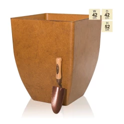 52cm Aged Rust Square Planter - By Primrose™ -Outdoor PLANTERS Shop PP7867 main image e67e