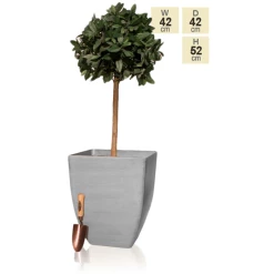 52cm Grey Cortina Stone Effect Square Planter - By Primrose™ -Outdoor PLANTERS Shop PP7868 main image b6e5