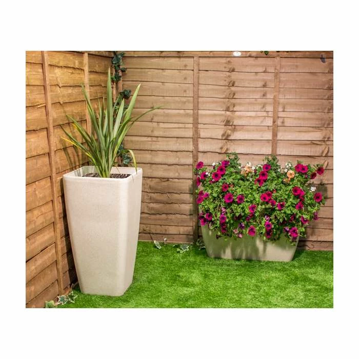 76cm White Stone Effect Flared Square Planter - By Primrose™ 4 76cm White Stone Effect Flared Square Planter - By Primrose™ - Image 4