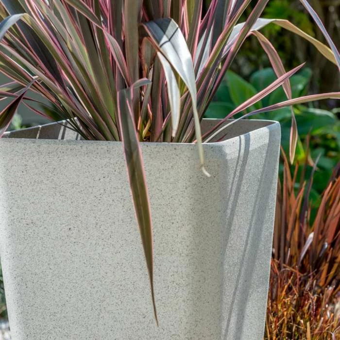 76cm White Stone Effect Flared Square Planter - By Primrose™ 2 76cm White Stone Effect Flared Square Planter - By Primrose™ - Image 2