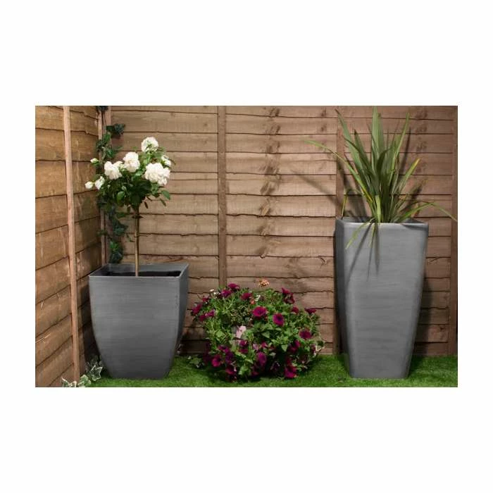 76cm White Cortina Grey Flared Square Planter - By Primrose™ 3 76cm White Cortina Grey Flared Square Planter - By Primrose™ - Image 3