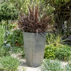 76cm White Cortina Grey Flared Square Planter - By Primrose™