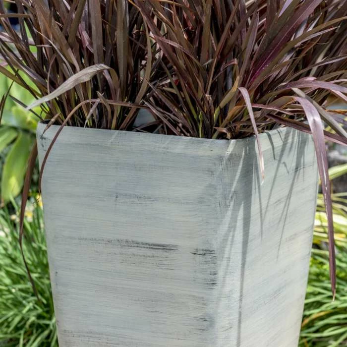 76cm White Cortina Grey Flared Square Planter - By Primrose™ 2 76cm White Cortina Grey Flared Square Planter - By Primrose™ - Image 2