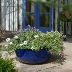 55cm Royal Blue Glaze Effect Bowl Planter - By Primrose™