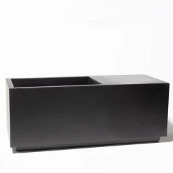 115cm Black Fibrecotta Rectangular Planter with LED Lights