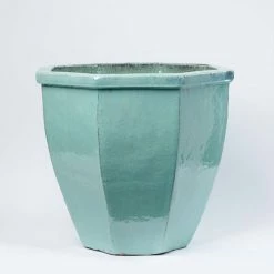 40cm Glazed Jade Ceramic Octagon Planter - Small