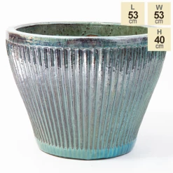 40cm Linear Jade Glazed Ceramic Bowl Planter - Large -Outdoor PLANTERS Shop PP7964 main image 80bf