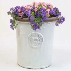 50cm White Rimmed Provence Detail Tall Planter - Large -Outdoor PLANTERS Shop PP7966 add image 2 bc34