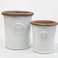 50cm White Rimmed Provence Detail Tall Planter - Large -Outdoor PLANTERS Shop PP7966 add image 4 5892