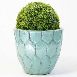 40cm Tile Effect Glazed Blue Ceramic Bowl Planter - Small -Outdoor PLANTERS Shop PP7969 add image 2 ceec