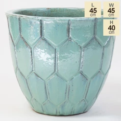 40cm Tile Effect Glazed Blue Ceramic Bowl Planter - Small -Outdoor PLANTERS Shop PP7969 main image daaa